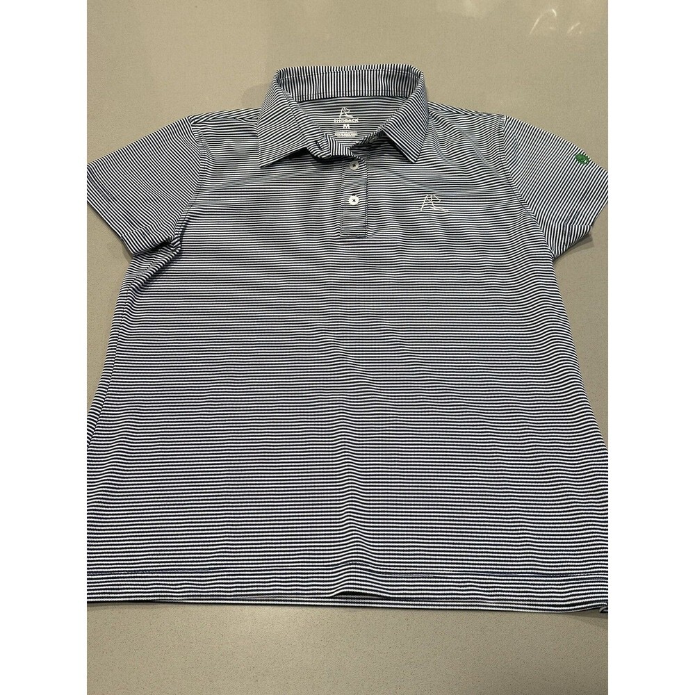 Rhoback Striped Golf Performance Athletic Polo Button Up Shirt Medium
